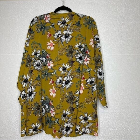 DAVID and Young Mustard Floral Print Kimono One Size - Picture 5 of 5